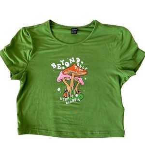 Green graphic crop top